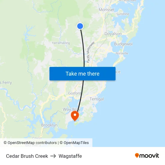 Cedar Brush Creek to Wagstaffe map