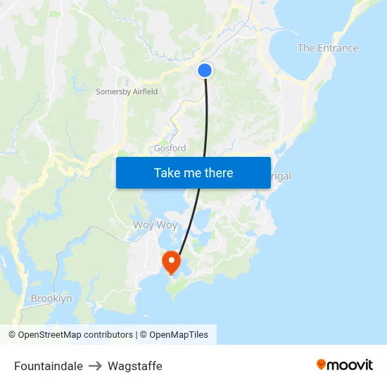 Fountaindale to Wagstaffe map