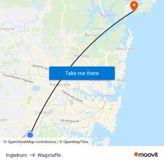 Ingleburn to Wagstaffe map