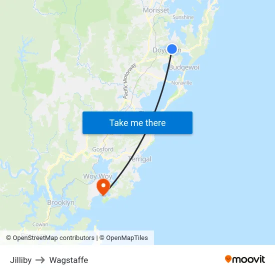 Jilliby to Wagstaffe map