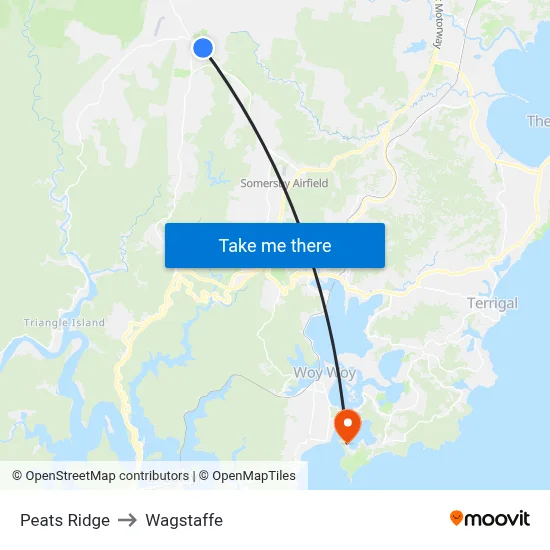 Peats Ridge to Wagstaffe map