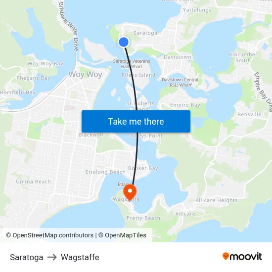 Saratoga to Wagstaffe map