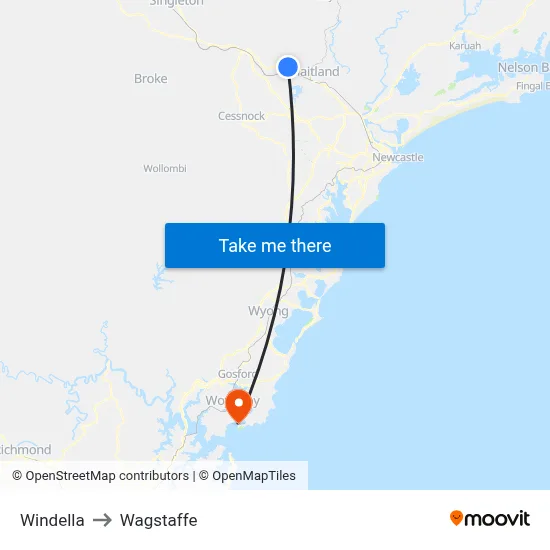 Windella to Wagstaffe map