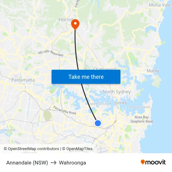 Annandale (NSW) to Wahroonga map