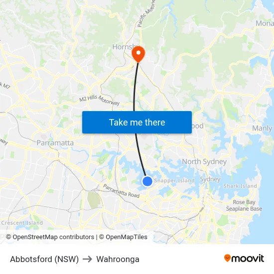 Abbotsford (NSW) to Wahroonga map