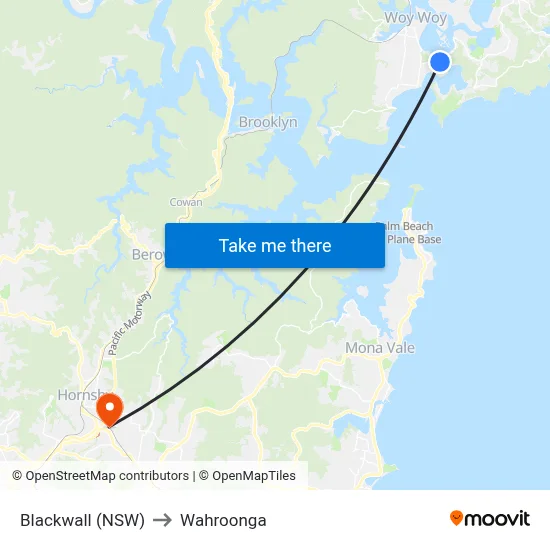 Blackwall (NSW) to Wahroonga map