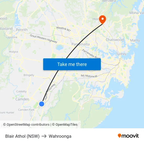 Blair Athol (NSW) to Wahroonga map
