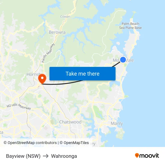 Bayview (NSW) to Wahroonga map