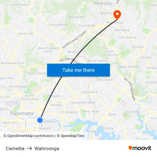 Camellia to Wahroonga map