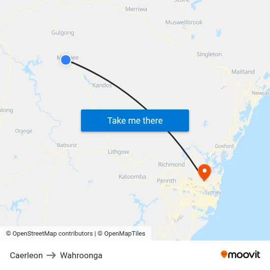 Caerleon to Wahroonga map