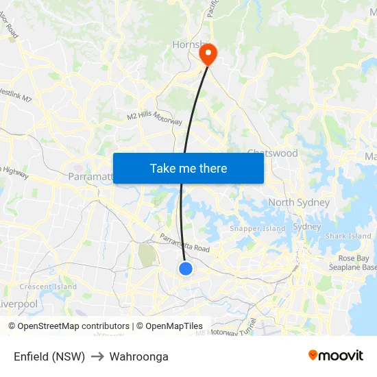 Enfield (NSW) to Wahroonga map
