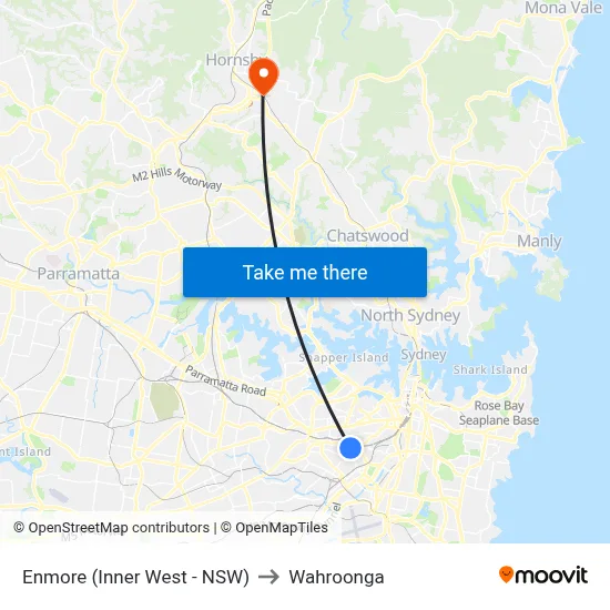 Enmore (Inner West - NSW) to Wahroonga map
