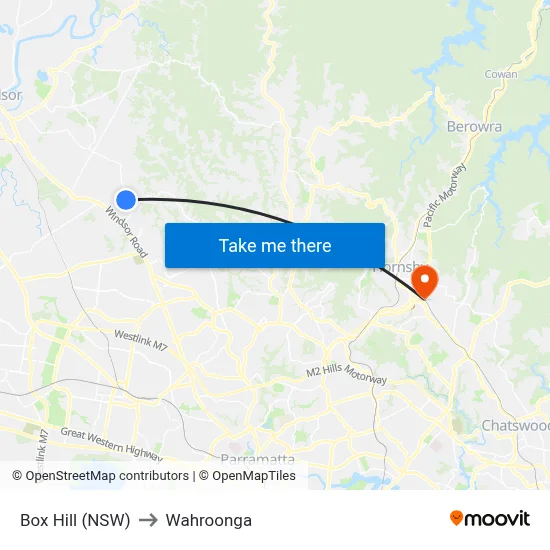 Box Hill (NSW) to Wahroonga map