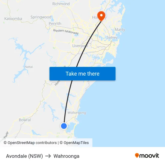Avondale (NSW) to Wahroonga map