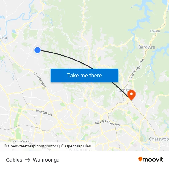 Gables to Wahroonga map