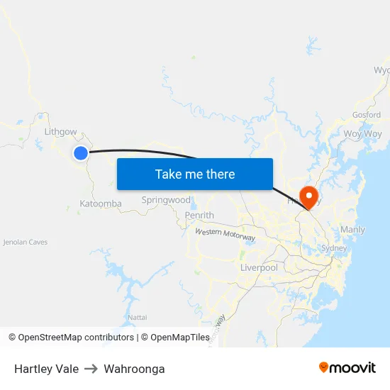 Hartley Vale to Wahroonga map