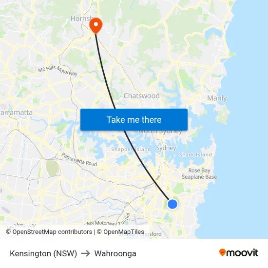 Kensington (NSW) to Wahroonga map