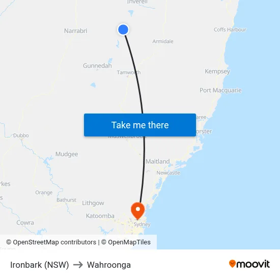 Ironbark (NSW) to Wahroonga map