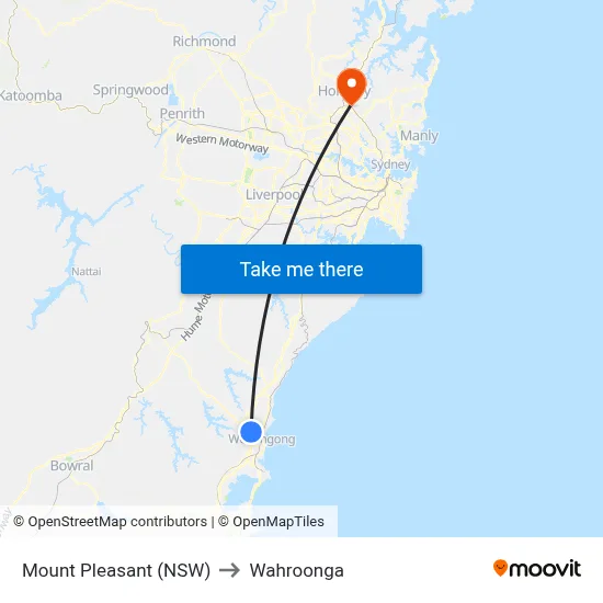 Mount Pleasant (NSW) to Wahroonga map