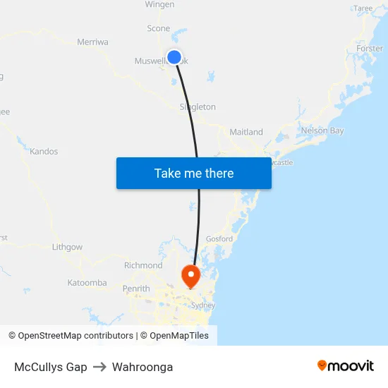 McCullys Gap to Wahroonga map