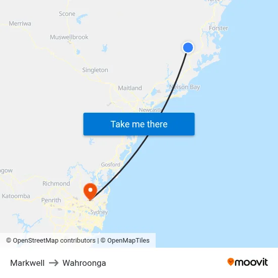 Markwell to Wahroonga map