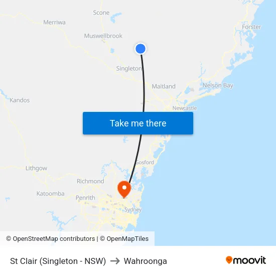 St Clair (Singleton - NSW) to Wahroonga map