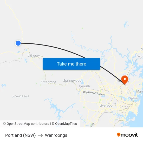 Portland (NSW) to Wahroonga map