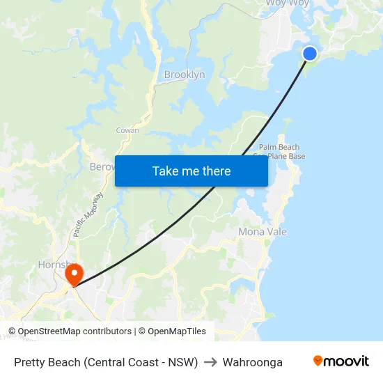 Pretty Beach (Central Coast - NSW) to Wahroonga map
