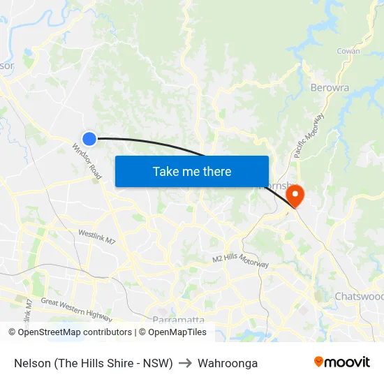 Nelson (The Hills Shire - NSW) to Wahroonga map