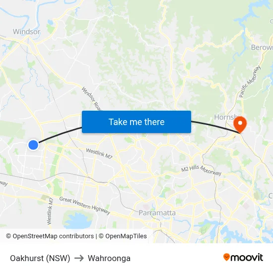 Oakhurst (NSW) to Wahroonga map