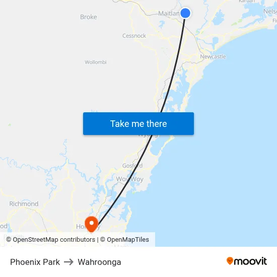 Phoenix Park to Wahroonga map