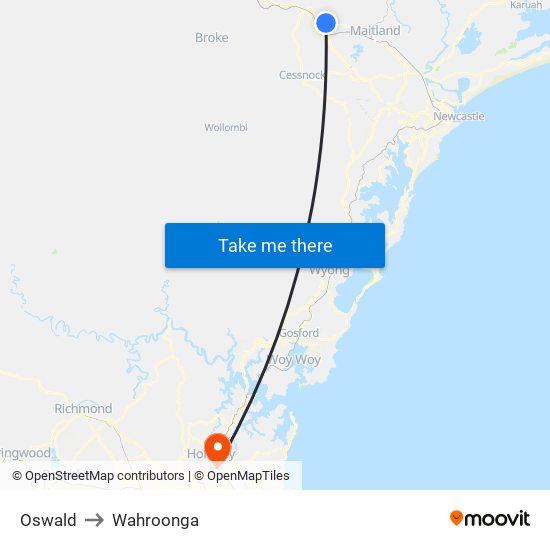 Oswald to Wahroonga map