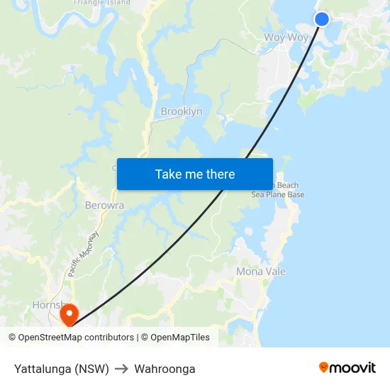 Yattalunga (NSW) to Wahroonga map