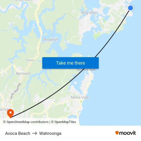Avoca Beach to Wahroonga map