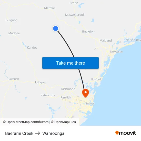 Baerami Creek to Wahroonga map