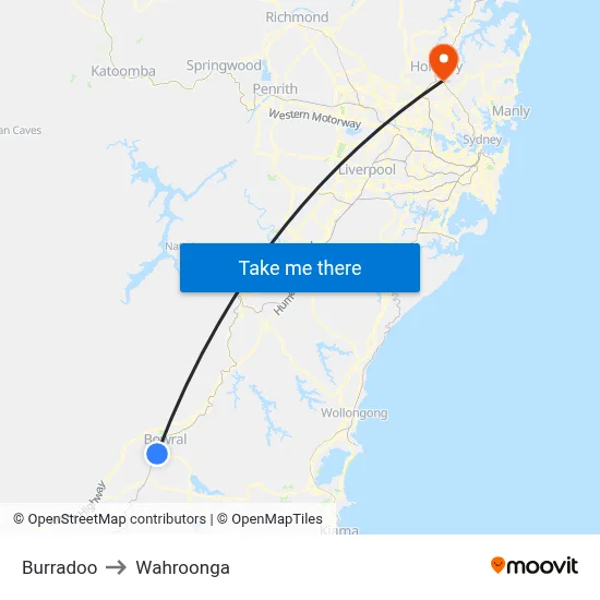 Burradoo to Wahroonga map