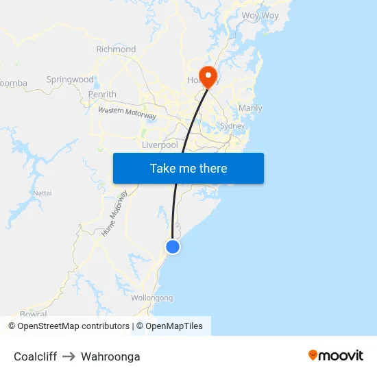 Coalcliff to Wahroonga map