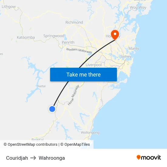 Couridjah to Wahroonga map