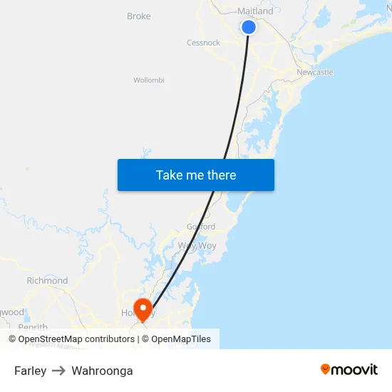 Farley to Wahroonga map