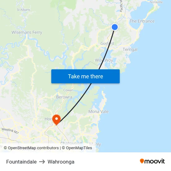 Fountaindale to Wahroonga map