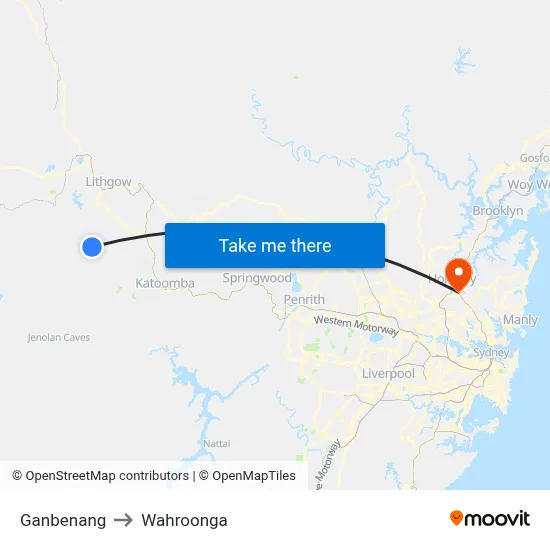 Ganbenang to Wahroonga map