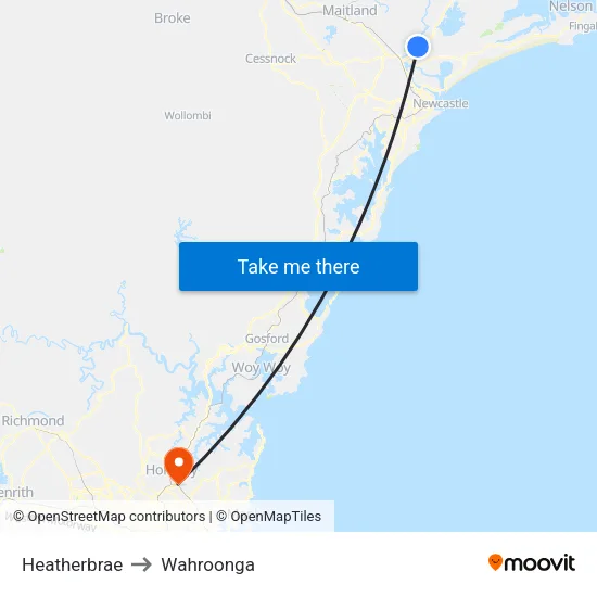 Heatherbrae to Wahroonga map