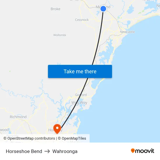 Horseshoe Bend to Wahroonga map