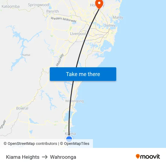Kiama Heights to Wahroonga map