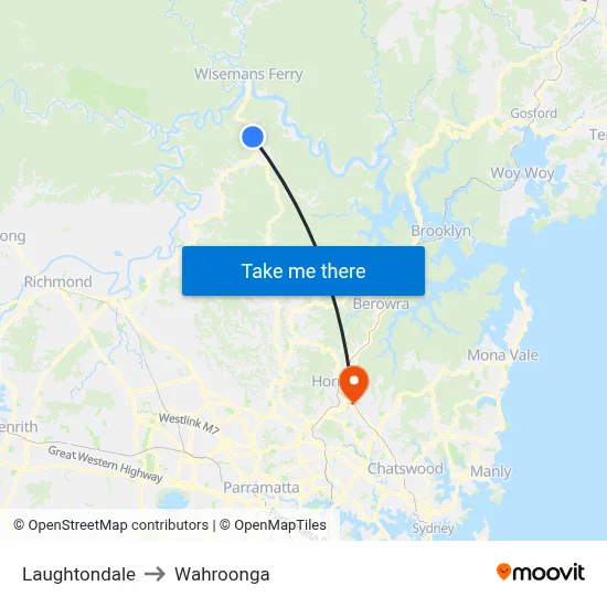 Laughtondale to Wahroonga map