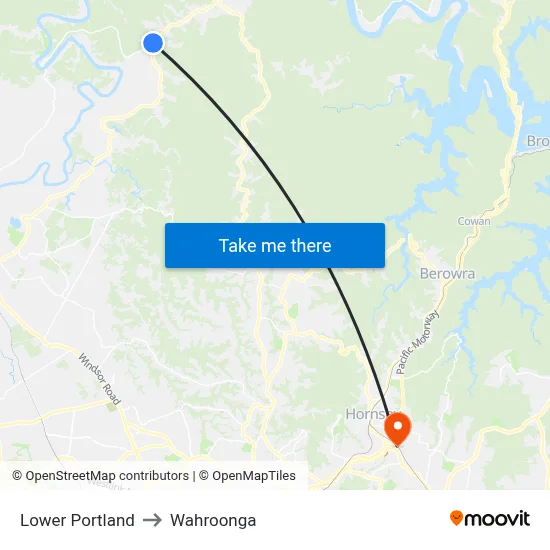 Lower Portland to Wahroonga map