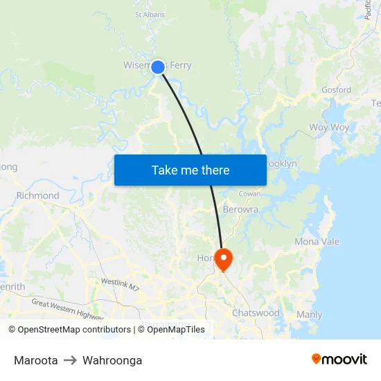 Maroota to Wahroonga map