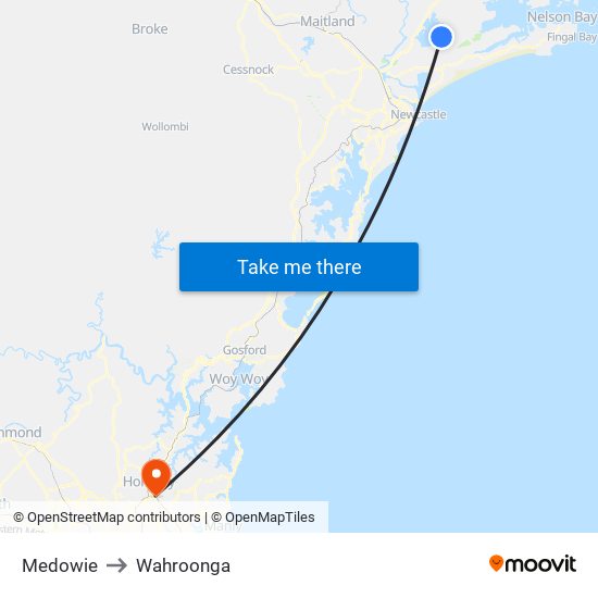 Medowie to Wahroonga map