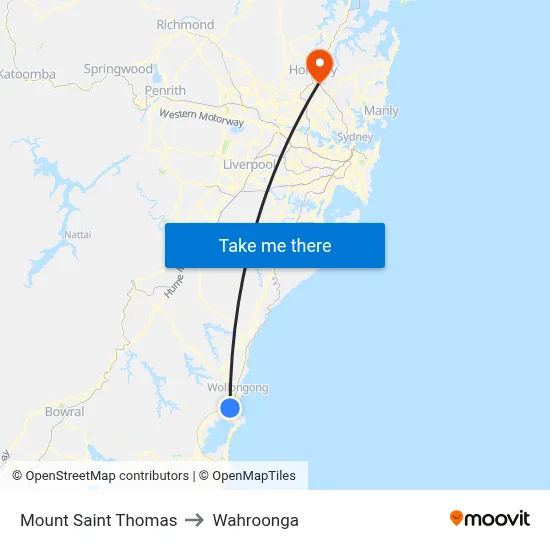 Mount Saint Thomas to Wahroonga map