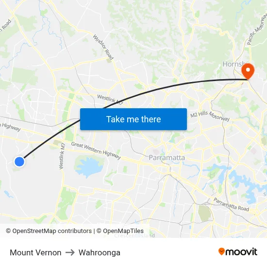 Mount Vernon to Wahroonga map